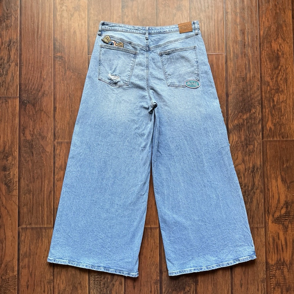 Von Dutch Super Wide Leg Jeans Y2K Baggy Women’s 31 -Fits 36” Waist Embroidered - Picture 13 of 16